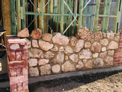Stonework of the kitchen and bathroom block